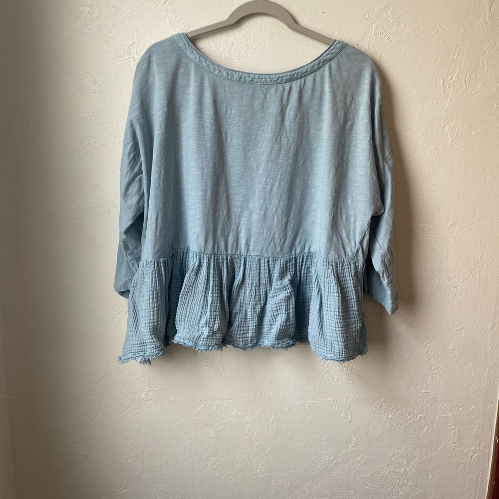 Anthropologie Light Blue 100% Cotton Blouse Size Medium - Picture 5 of 6